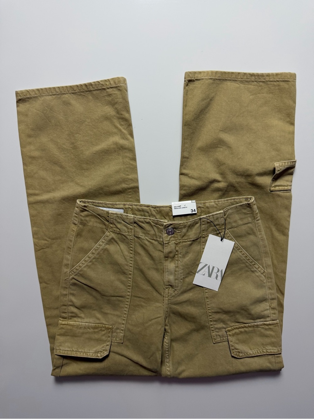 NWT Zara Cargo Adjustable Waist Pants, Size US2